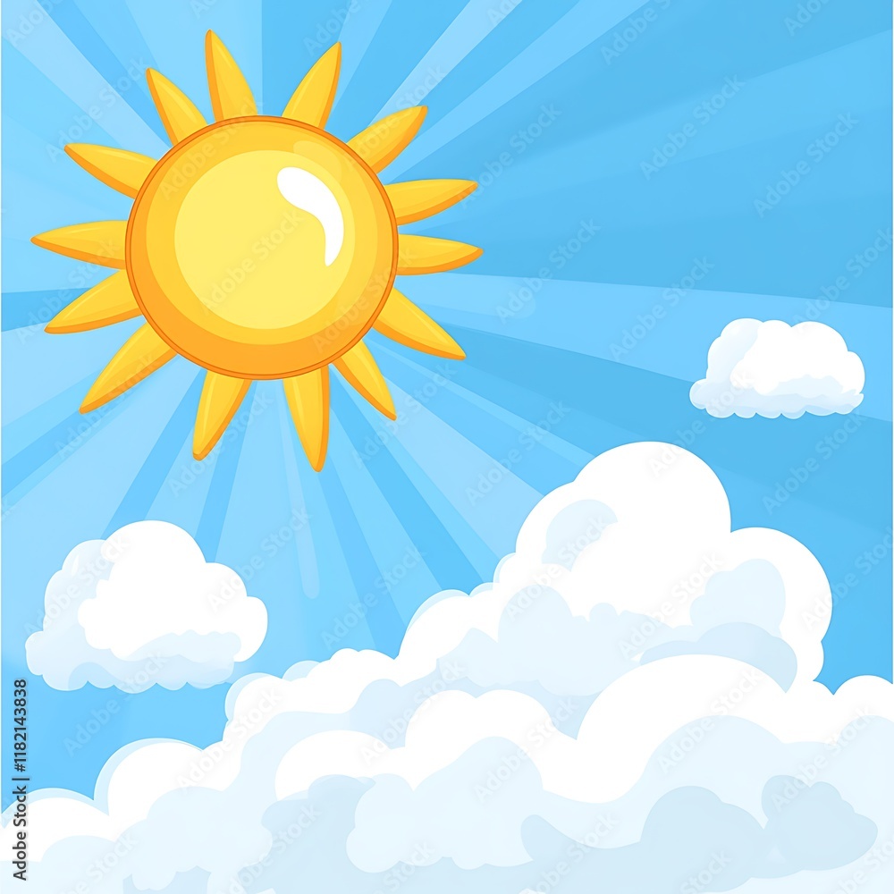 Bright Sunny Day Cartoon Sky with Clouds Bright Sunny Day Cartoon Sky with Clouds