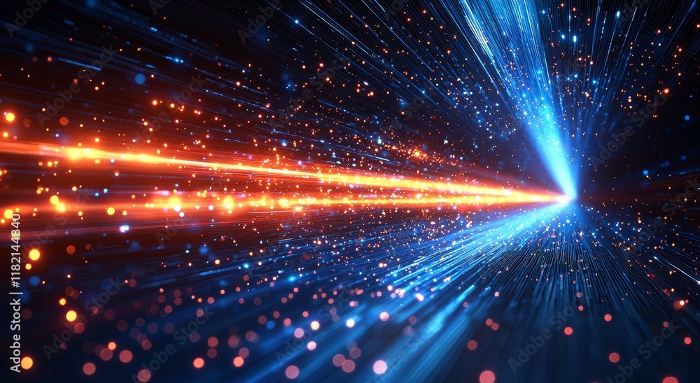 Fototapeta premium Background with light streaks emphasizing speed and motion, set in cool blue hues