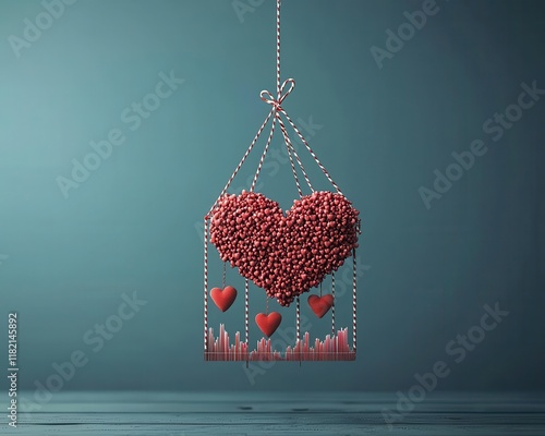 A Valentinethemed market graph with heartshaped peaks and troughs, finance artistry, market innovation, romantic charts photo