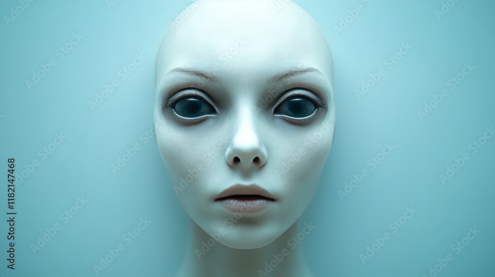 A woman's face is shown in a white mask A woman's face is shown in a white mask