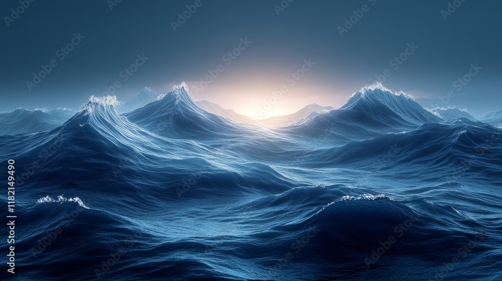 A vast ocean with a beautiful sunset in the background A vast ocean with a beautiful sunset in the background