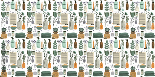 seamless pattern with bath accessories