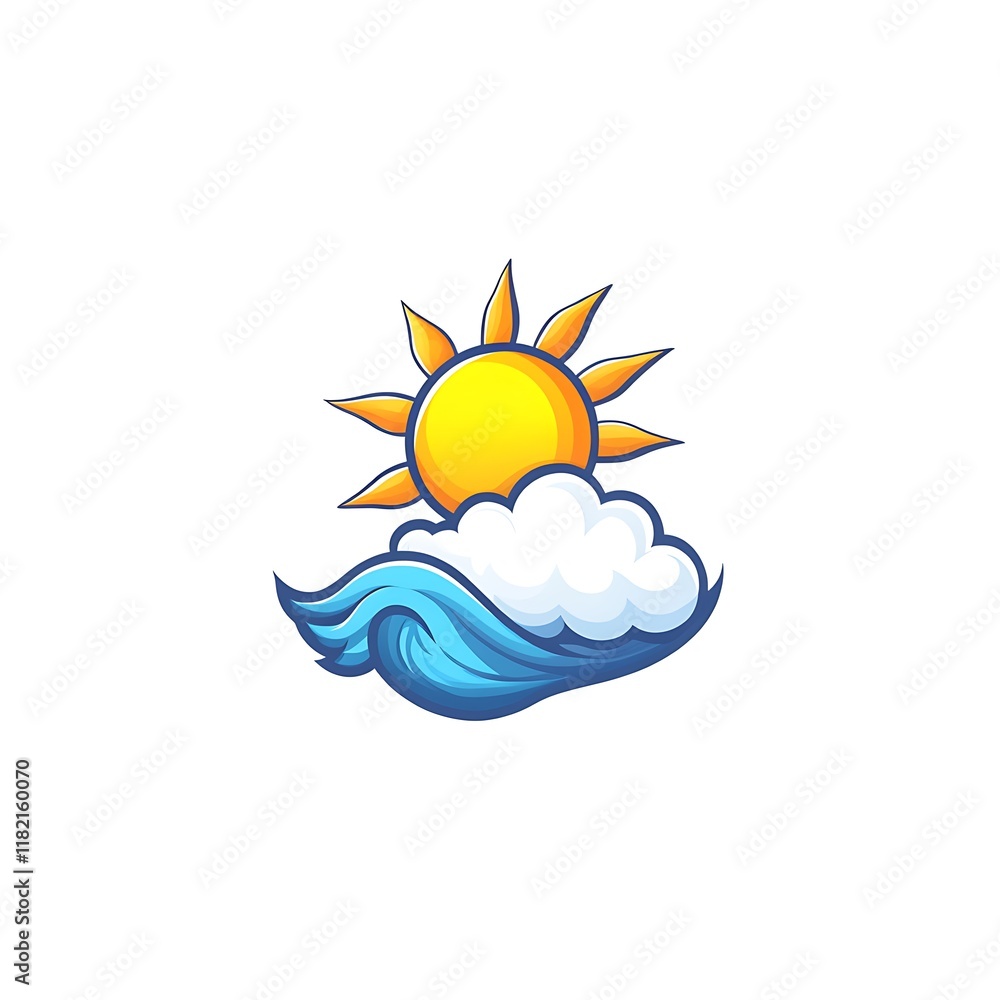 Cute sun and waves, perfect for summer prints Cute sun and waves, perfect for summer prints