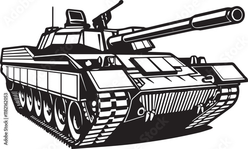 military tank silhouette vector illustration artwork Design on a white background