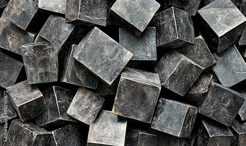 Wallpaper Mural Dark metallic cubes stacked, abstract industrial background, ideal for website or print. Torontodigital.ca