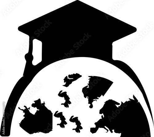 Graduation hat with globe
