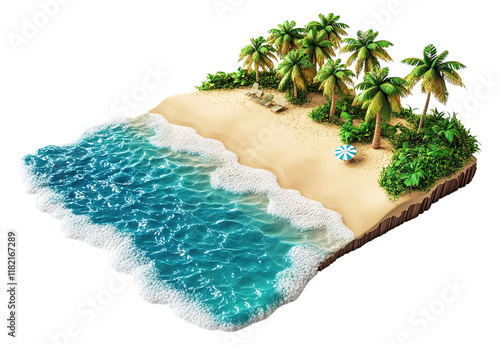 3D beach  island  for relaxing