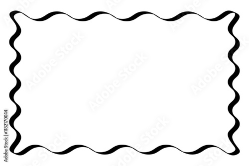 Rectangle doodle scalloped frame isolated. Zigzag wavy edges for text and photo.