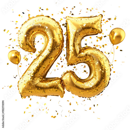 Gold Balloons, Number TwentyFive, Celebration, Party, Anniversary