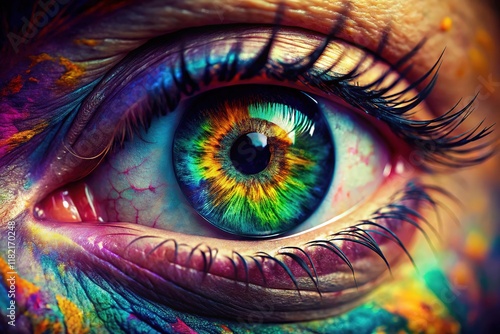 Hand and eye, a double exposure logo design, powered by AI art.
