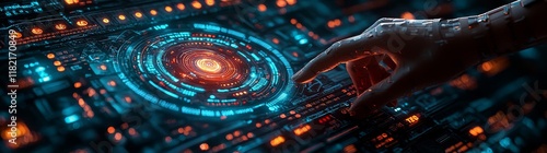 Wallpaper Mural A hand engaging with a digital security system, showcasing a futuristic interface Torontodigital.ca