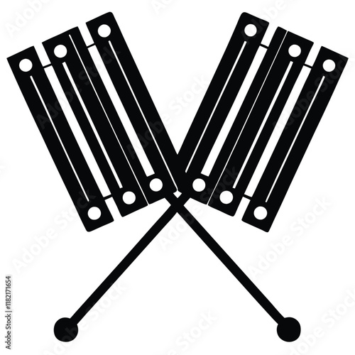 clean vector silhouette of a xylophone 