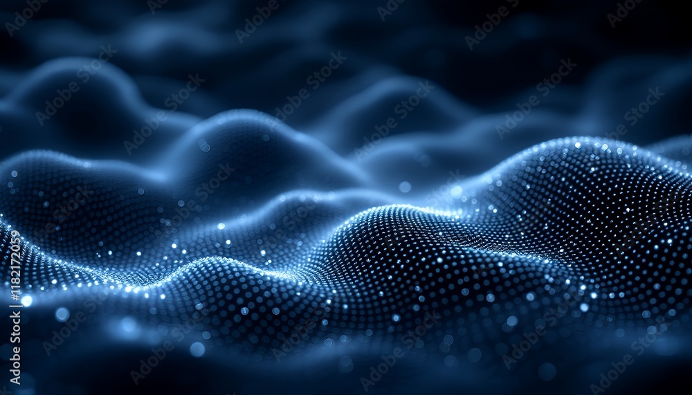 Abstract Blue Particle Waves: A Serene Digital Landscape Abstract Blue Particle Waves: A Serene Digital Landscape
