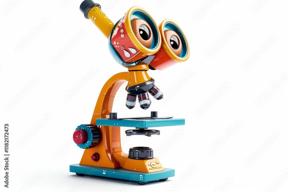 Obraz premium Cute colorful cartoon microscope design