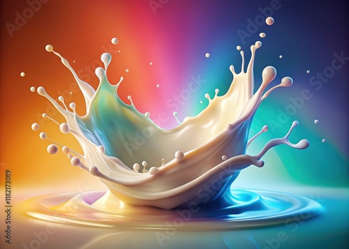 Isolated milk splash PNG, surreal abstract art. photo