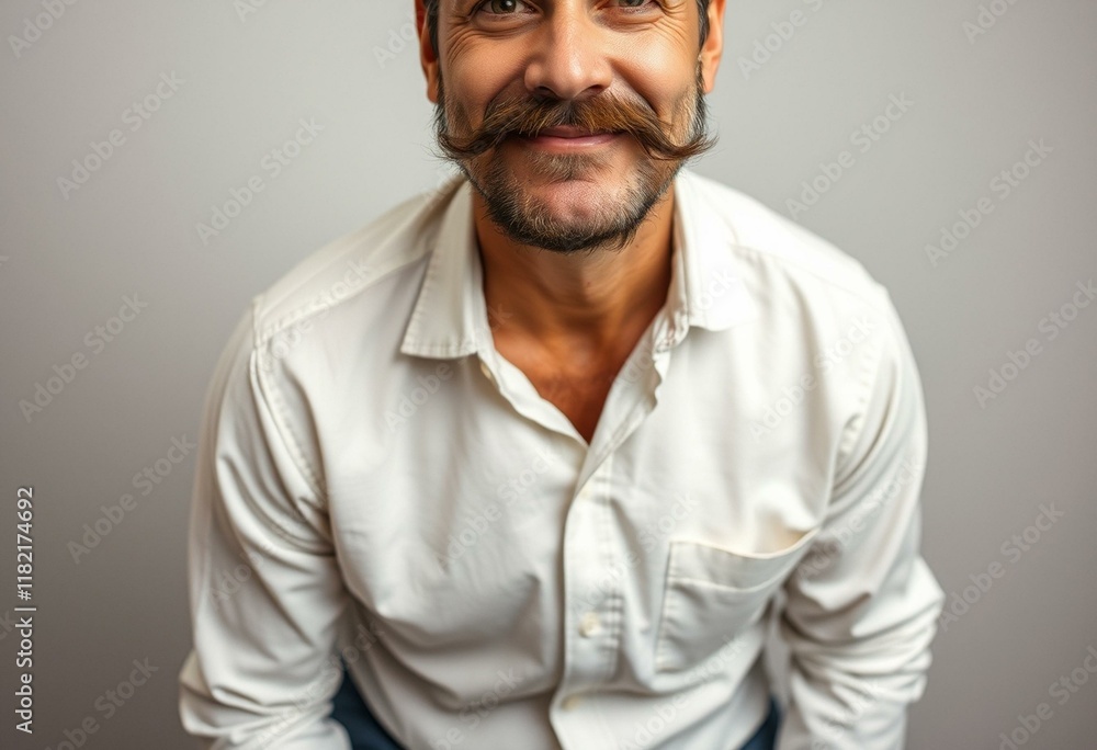 Fototapeta premium Man with moustache in a relaxed pose