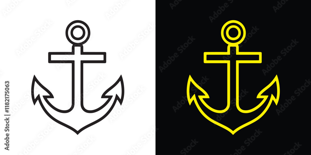 Abstract black and white silhouette of a marine anchor in vector style. Abstract black and white silhouette of a marine anchor in vector style.