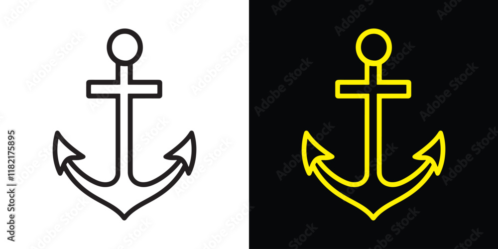 Abstract black and white silhouette of a marine anchor in vector style. Abstract black and white silhouette of a marine anchor in vector style.