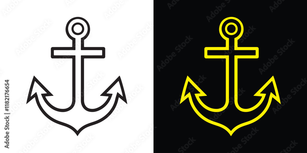 Abstract black and white silhouette of a marine anchor in vector style. Abstract black and white silhouette of a marine anchor in vector style.