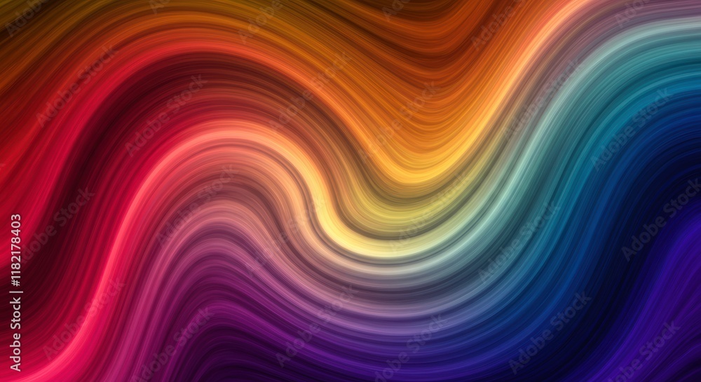 Fototapeta premium Rainbow Swirl Abstract: Vibrant, dynamic abstract background featuring swirling waves of color, creating a mesmerizing and energetic visual experience.