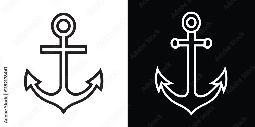 Abstract black and white silhouette of a marine anchor in vector style. Abstract black and white silhouette of a marine anchor in vector style.