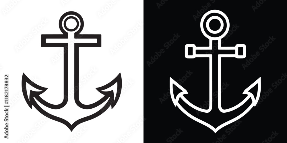 Abstract black and white silhouette of a marine anchor in vector style. Abstract black and white silhouette of a marine anchor in vector style.