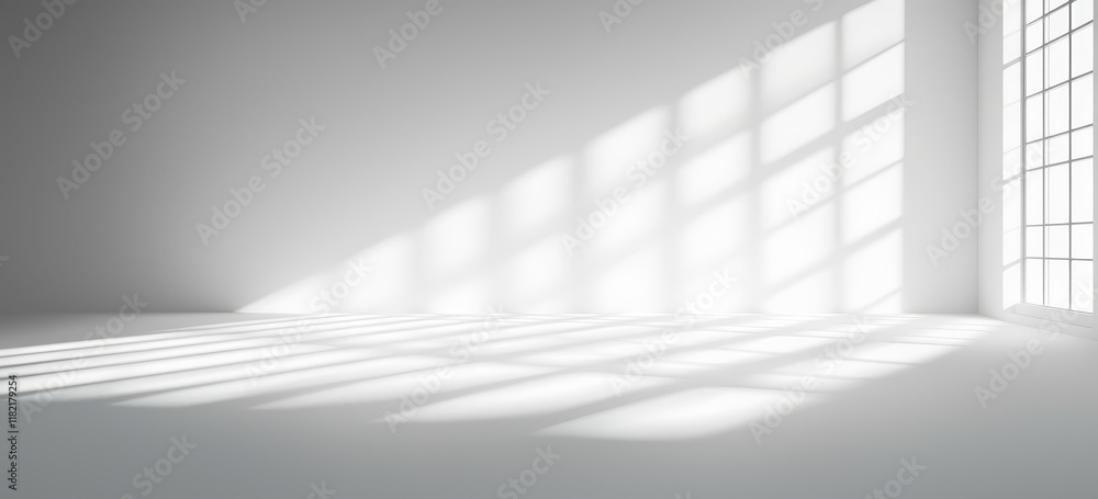 Minimalist White Room with Window Light, 3D Rendering, Shadow, Light and Shadow, White Interior Light and Shadow, Minimalist Design Minimalist White Room with Window Light, 3D Rendering, Shadow, Light and Shadow, White Interior Light and Shadow, Minimalist Design