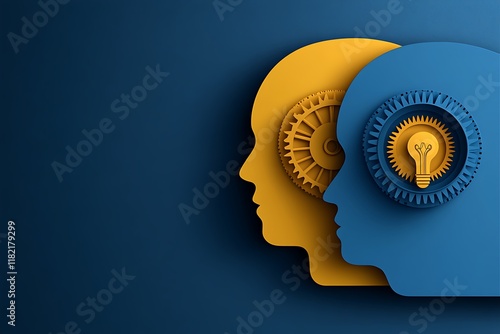 IQ and EQ Concept with Head Silhouettes: Emotional vs Intelligence Quotient Representation