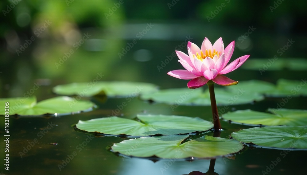Soapwort plant growing among water lilies on river surface, growth, plants Soapwort plant growing among water lilies on river surface, growth, plants