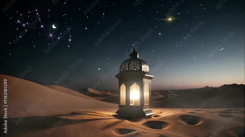 Ornamental Arabic lantern with burning candle glowing at night. Festive greeting card, invitation for Muslim holy month Ramadan Kareem. Ornamental Arabic lantern with burning candle glowing at night. Festive greeting card, invitation for Muslim holy month Ramadan Kareem.