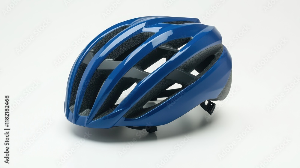 Blue Cycling Helmet on a White Background Blue Cycling Helmet on a White Background