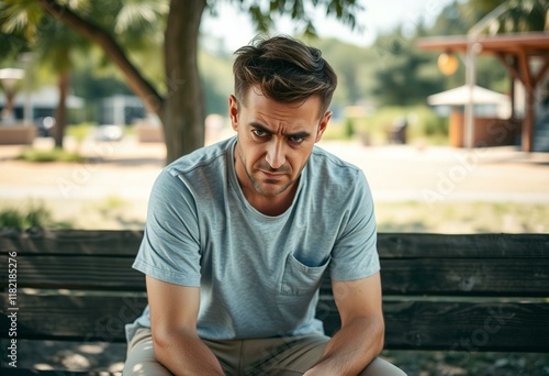 Portrait of a man in a shaded area on a hot summer day
