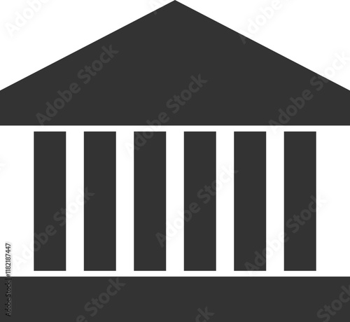 Black courthouse or bank building icon