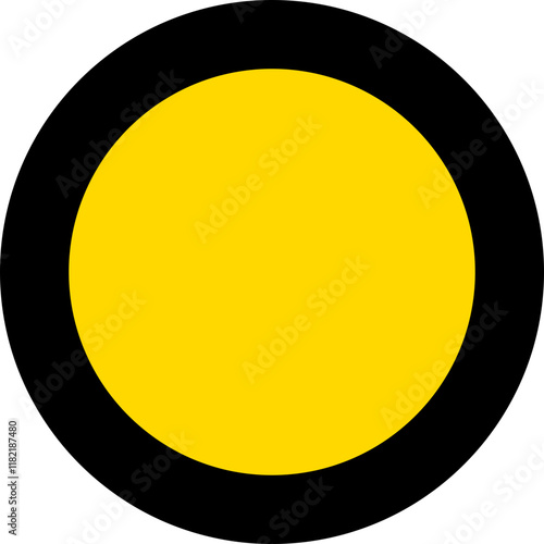 Yellow circle with black border symbol