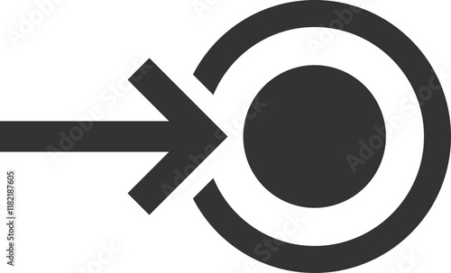 Black arrow entering circular target icon