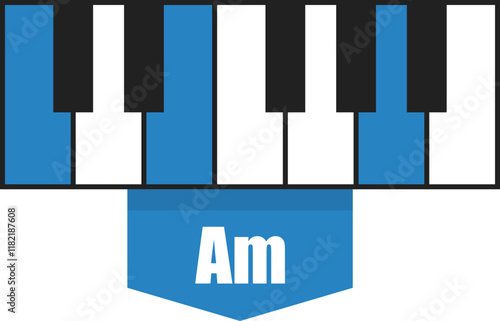 A minor chord diagram on piano keys