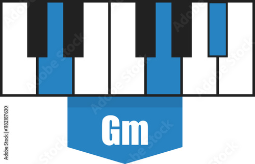G minor chord diagram on piano keys