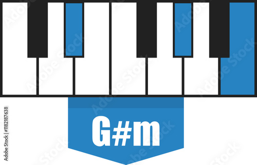 G# minor chord diagram on piano keys