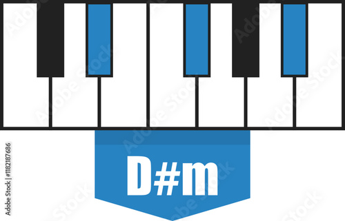 D# minor chord diagram on piano keys