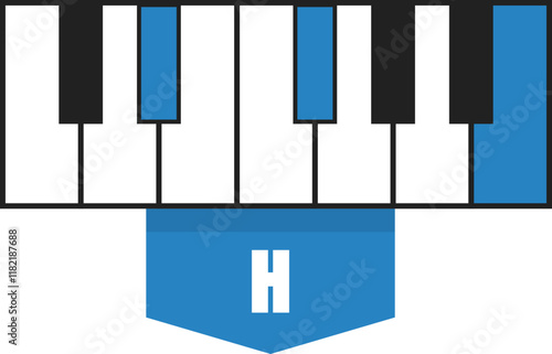 B major chord diagram on piano keys