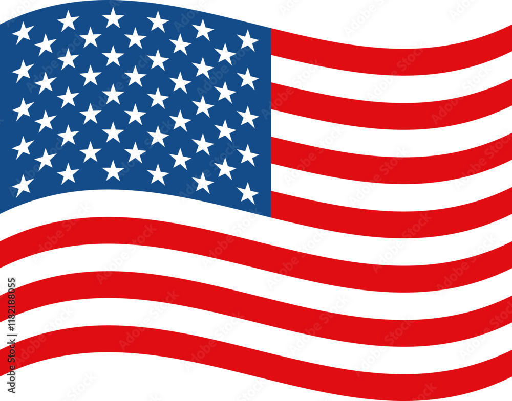 Fototapeta premium Waving American flag illustration