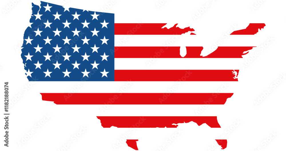 USA map with American flag design USA map with American flag design