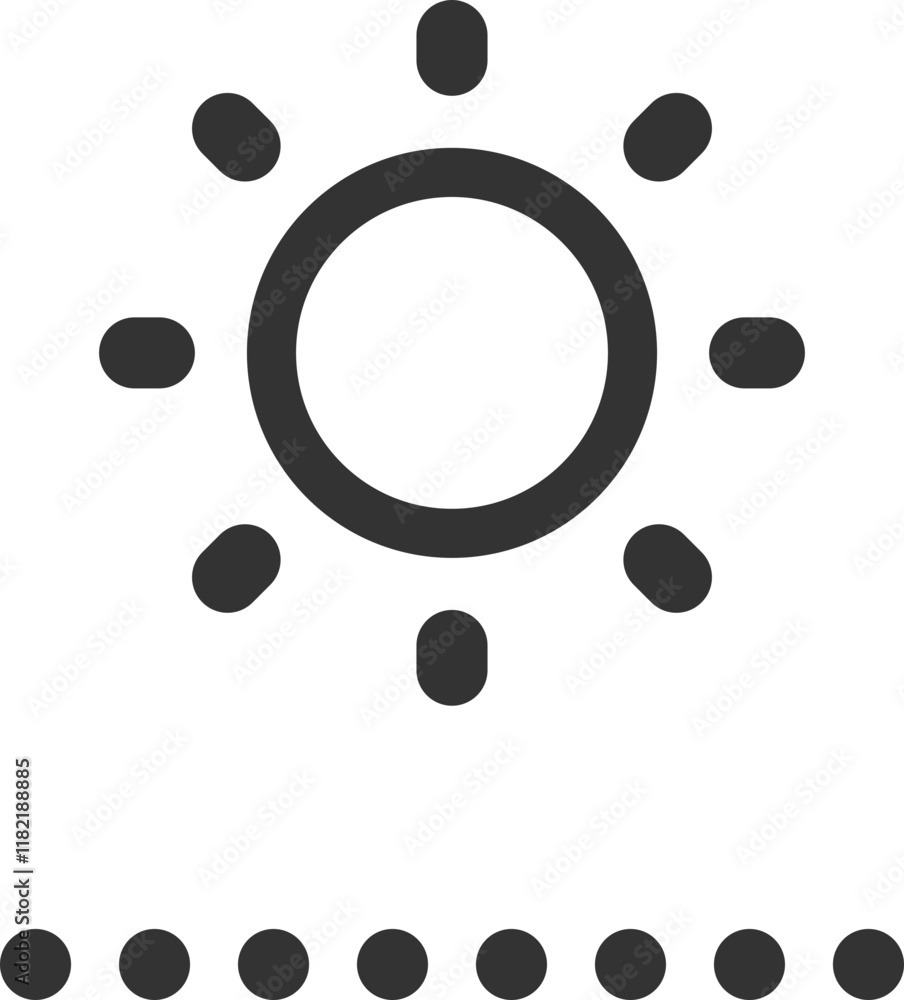 Brightness control icon with sun and slider Brightness control icon with sun and slider