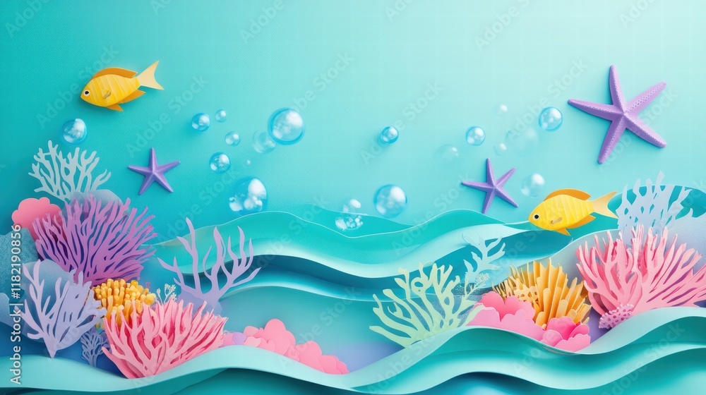 Creating Paper Craft Art in a Vibrant Coral Reef Turquoise Waves Underwater Scene Playful Aesthetic Creating Paper Craft Art in a Vibrant Coral Reef Turquoise Waves Underwater Scene Playful Aesthetic
