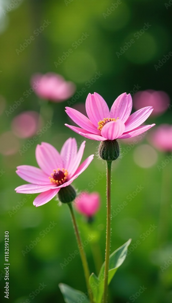 Soft pink Pulsatilla blooms against a backdrop of greenery, spring bloom, pink flowers, pastel colors Soft pink Pulsatilla blooms against a backdrop of greenery, spring bloom, pink flowers, pastel colors