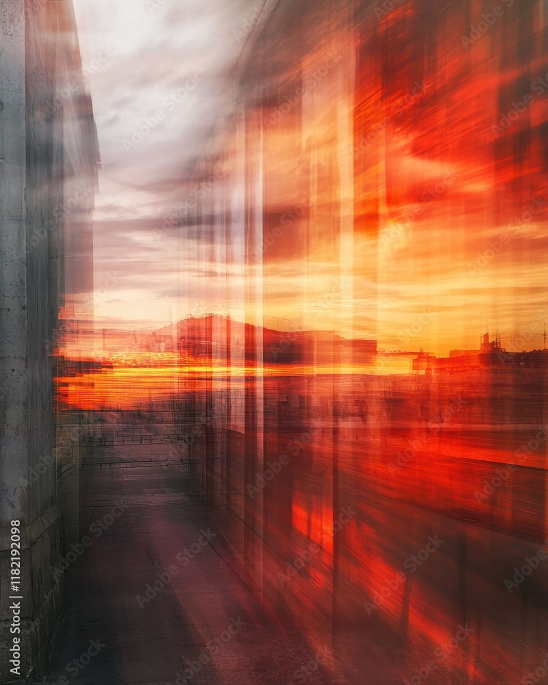 Ethereal abstract sunset reflections urban landscape digital art vibrant environment artistic viewpoint Ethereal abstract sunset reflections urban landscape digital art vibrant environment artistic viewpoint
