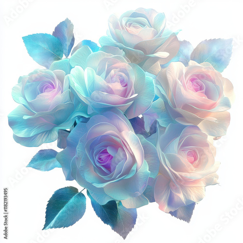 Magical rose bouquet with pastel colors, enchanting and dreamy floral arrangement