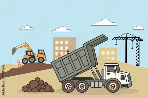 Construction site vector isolated on white background.
