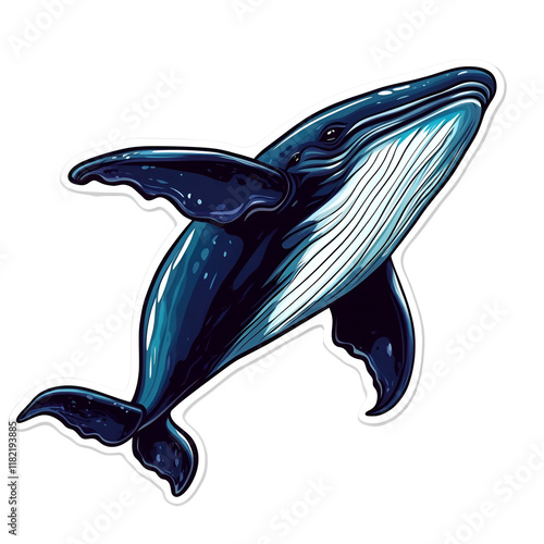 Majestic Humpback Whale Sticker, Ocean Wildlife Art, Aquatic Mammal Design photo