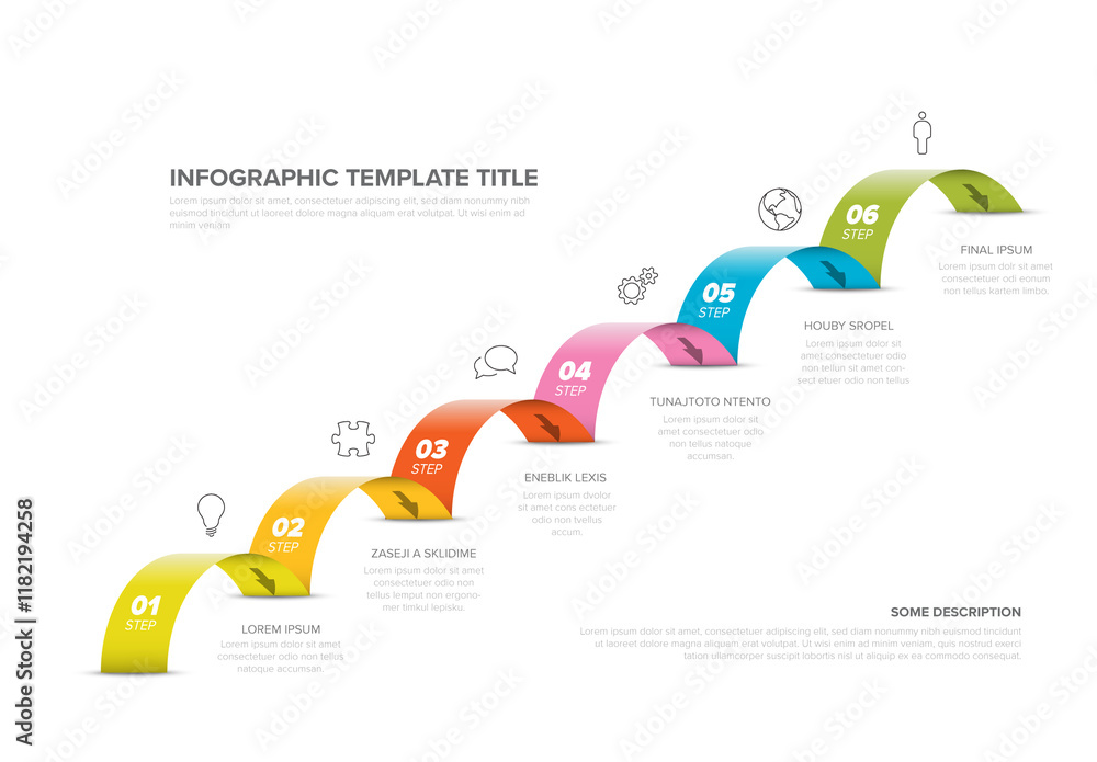 Colorful Six-Step Jumps Infographic Template